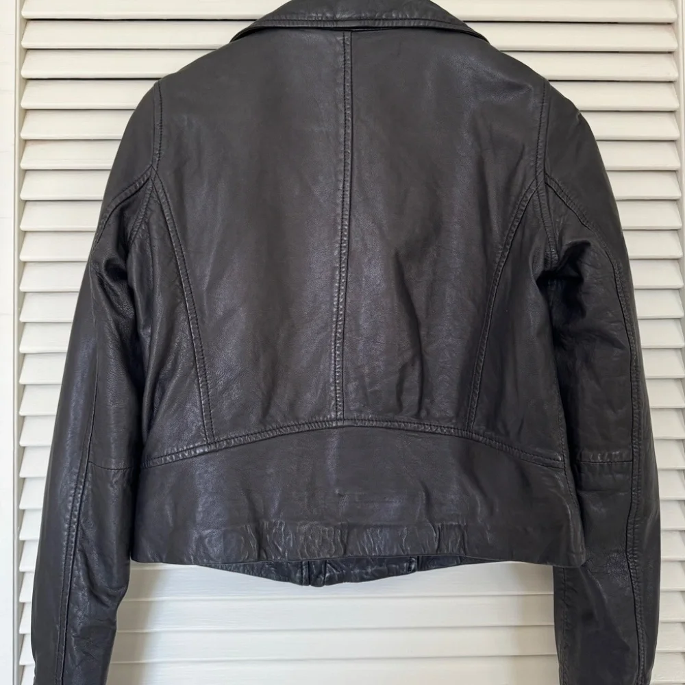 JCrew Collection washed leather motorcycle jacket - Picture 5 of 10